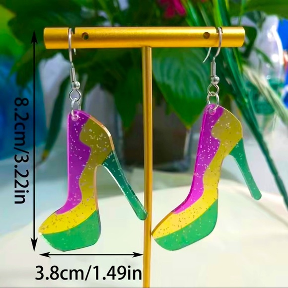 Mardi Gras High Heel Earrings - Picture 3 of 3